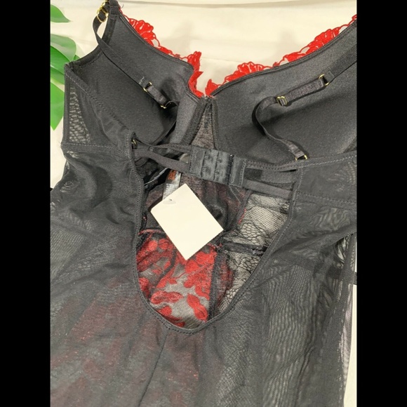 NEW $85 Ann Summers Padded Underwire Chemise in Black/Red‎ [SZ 8-10 D/DD ] - Picture 11 of 12
